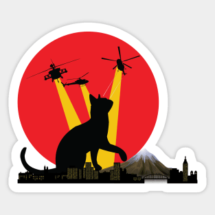 Funny Kitty Catzilla Japanese Sunset Cat Lovers to Halloween Sticker